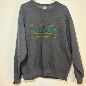 Miami Hurricanes Jerzees Gray L Sweatshirt Crewneck Pullover Canes University